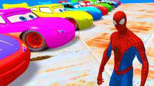 Funny Cars 2 SpiderMan Disney Cars Pixar New Nursery Rhymes Li ghtning McQueen Children’s Music