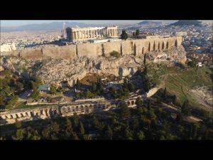 Acropolis of Athens Greece as seen by a Drone
